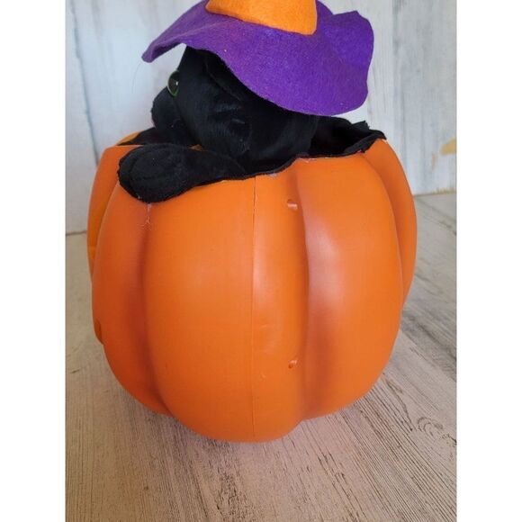 Pan Asians Creations Jack O'Lantern black cat Animated Music light up pumpkin Ha - Picture 9 of 9